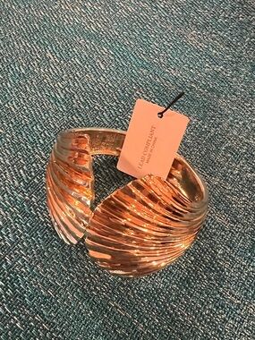 Natasha Couture Gold Sculpted Open Cuff Bracelet
